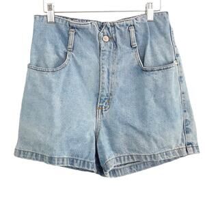 Vintage 1990s Ultra High Rise Denim Shorts Light Wash Jeans Y2K Mom Jeans